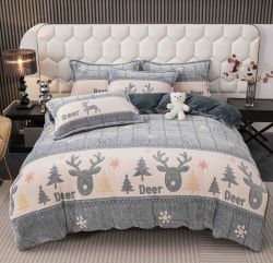 Плюшен комплект с ластик 160х200см, 4 части ,100% полиестер