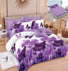 Спален комплект от 100% памук с чаршаф с ластик,6 части