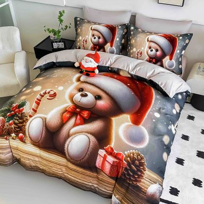 5 D Коледен комплект с ластик 180х200см ,100% памук , 6 части 
