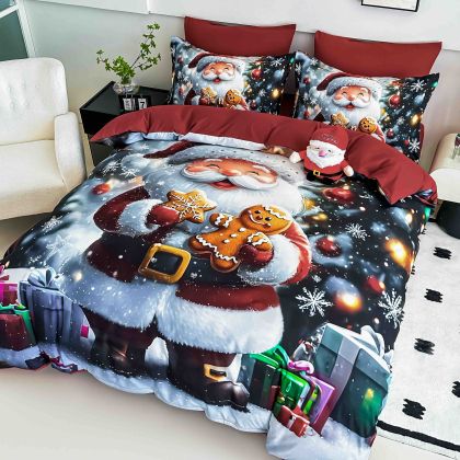 5 D Коледен комплект с ластик 180х200см ,100% памук , 6 части 