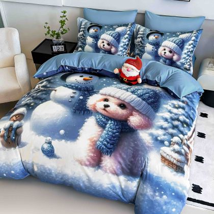 5 D Коледен комплект с ластик 180х200см ,100% памук , 6 части 