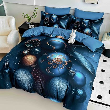 5 D Коледен комплект с ластик 180х200см ,100% памук , 6 части 