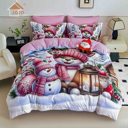 5 D Коледен комплект с ластик 180х200см ,100% памук , 6 части 