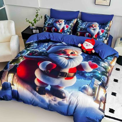 5 D Коледен комплект с ластик 180х200см ,100% памук , 6 части 