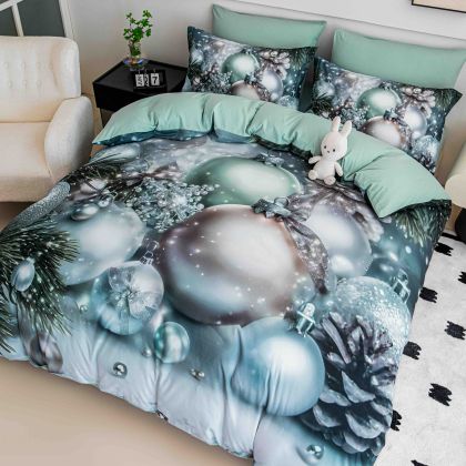 5 D Коледен комплект с ластик 180х200см ,100% памук , 6 части 