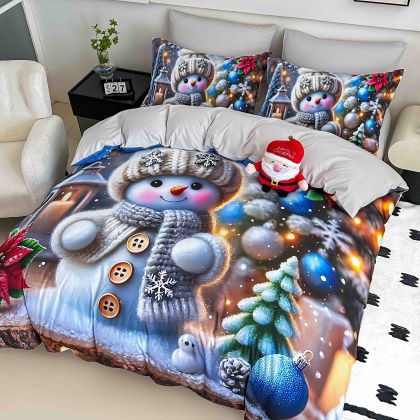 5 D Коледен комплект с ластик 180х200см ,100% памук , 6 части 