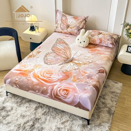 5D Чаршаф с ластик 160/200см + 2бр. калъфки за възглавници,100% памук