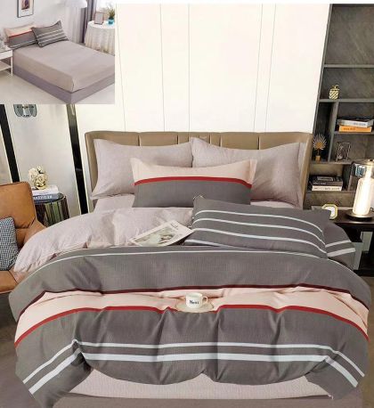 Спален комплект от 100% памук с чаршаф с ластик,6 части