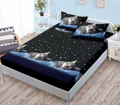 Чаршаф с ластик + 2 бр. калъфки ,100% памук от 3 части 