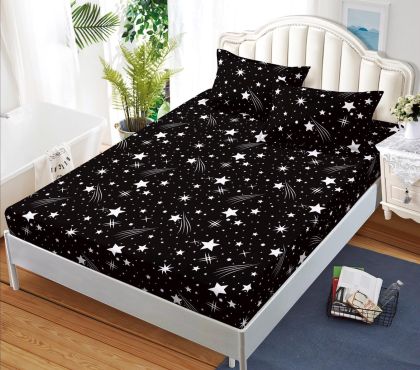 Чаршаф с ластик 160×200 см + 2 калъфки за възглавници – Поликотън