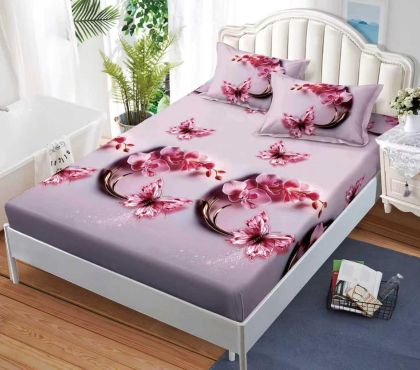 Чаршаф с ластик 160×200 см + 2 калъфки за възглавници – Поликотън