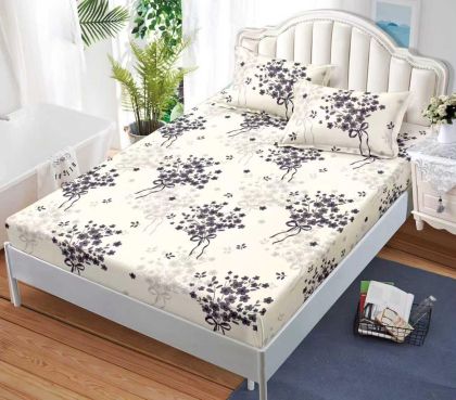 Чаршаф с ластик 160×200 см + 2 калъфки за възглавници – Поликотън