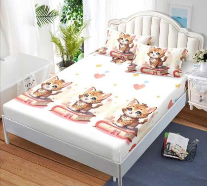 Чаршаф с ластик 160×200 см + 2 калъфки за възглавници – Поликотън