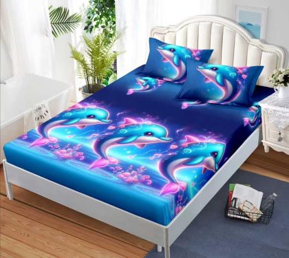 Чаршаф с ластик 160×200 см + 2 калъфки за възглавници – Поликотън