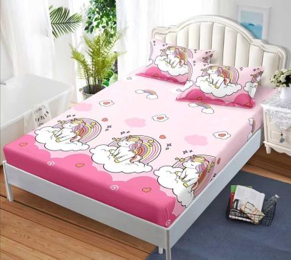 Чаршаф с ластик 160×200 см + 2 калъфки за възглавници – Поликотън