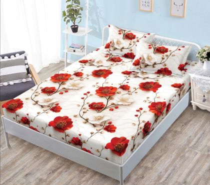 Чаршаф с ластик 160×200 см + 2 калъфки за възглавници – Поликотън