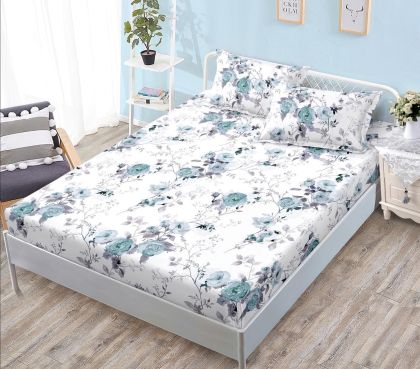 Чаршаф с ластик 160×200 см + 2 калъфки за възглавници – Поликотън