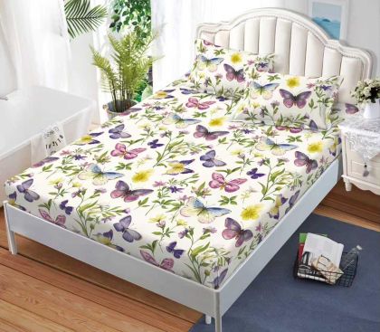 Чаршаф с ластик 160×200 см + 2 калъфки за възглавници – Поликотън