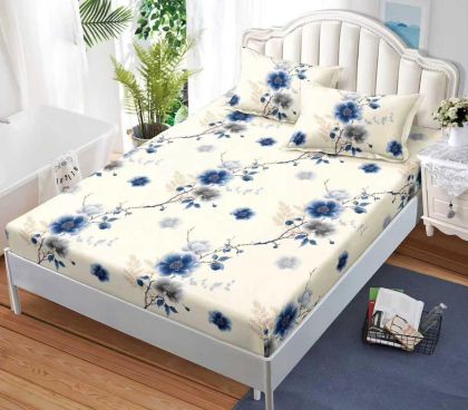 Чаршаф с ластик 160×200 см + 2 калъфки за възглавници – Поликотън