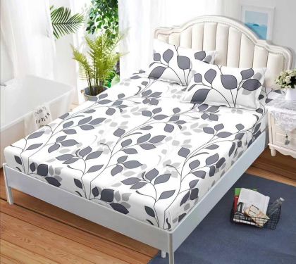 Чаршаф с ластик 160×200 см + 2 калъфки за възглавници – Поликотън