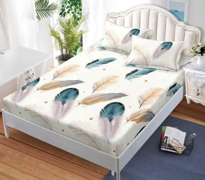 Чаршаф с ластик 160×200 см + 2 калъфки за възглавници – Поликотън