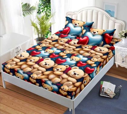 Чаршаф с ластик 160×200 см + 2 калъфки за възглавници – Поликотън