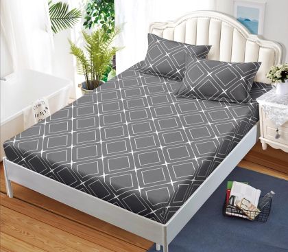 Чаршаф с ластик 160×200 см + 2 калъфки за възглавници – Поликотън