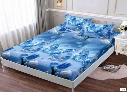 Чаршаф с ластик 160x200см + 2 калъфки за възглавници ,100% памук