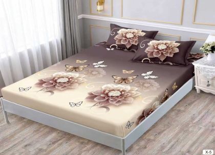 Чаршаф с ластик 160x200см + 2 калъфки за възглавници ,100% памук