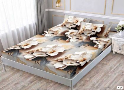 Чаршаф с ластик 160x200см + 2 калъфки за възглавници ,100% памук