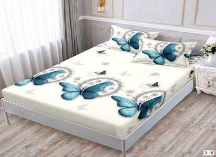 Чаршаф с ластик 160x200см + 2 калъфки за възглавници ,100% памук