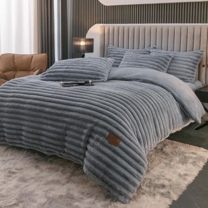 Плюшен комплект с ластик 160х200см, 4 части ,100% полиестер