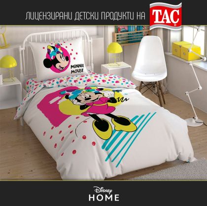 ДЕТСКИ СПАЛЕН КОМПЛЕКТ 100% ПАМУК РАНФОРС MINNIE COLOUR MAYHEM - DISNEY HOME,3 ЧАСТИ