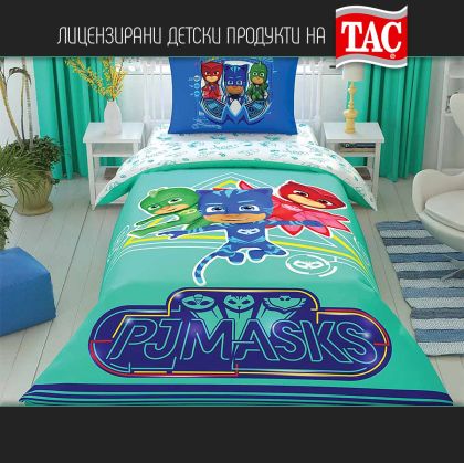 ДЕТСКИ СПАЛЕН КОМПЛЕКТ 100% ПАМУК РАНФОРС -PJ MASKS Move ,3 ЧАСТИ