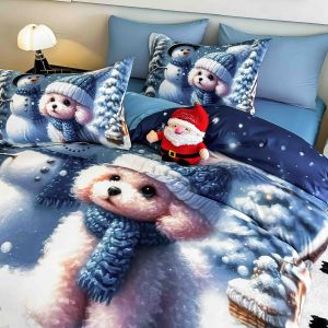 5 D Коледен комплект с ластик 180х200см ,100% памук , 6 части 