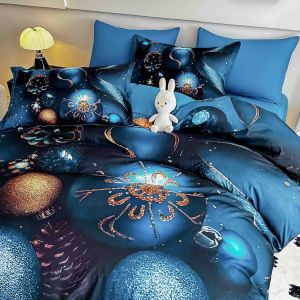 5 D Коледен комплект с ластик 180х200см ,100% памук , 6 части 