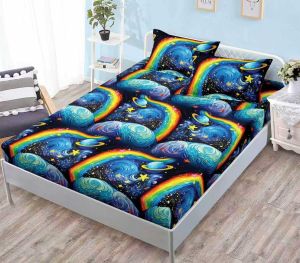 Чаршаф с ластик + 2 бр. калъфки ,100% памук от 3 части 