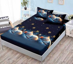 Чаршаф с ластик + 2 бр. калъфки ,100% памук от 3 части 