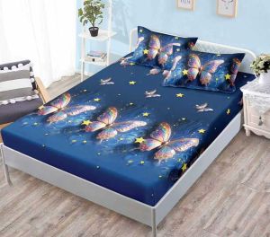 Чаршаф с ластик + 2 бр. калъфки ,100% памук от 3 части 