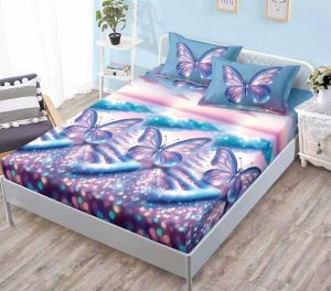 Чаршаф с ластик + 2 бр. калъфки ,100% памук от 3 части 