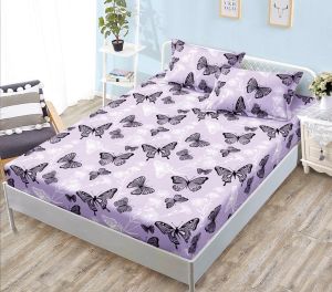 Чаршаф с ластик 160×200 см + 2 калъфки за възглавници – Поликотън