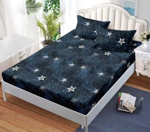 Чаршаф с ластик 160×200 см + 2 калъфки за възглавници – Поликотън