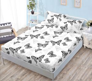 Чаршаф с ластик 160×200 см + 2 калъфки за възглавници – Поликотън