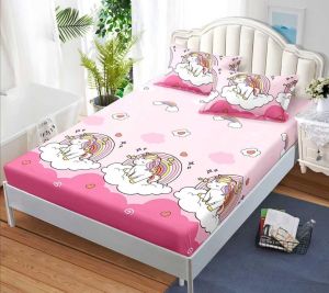 Чаршаф с ластик 160×200 см + 2 калъфки за възглавници – Поликотън