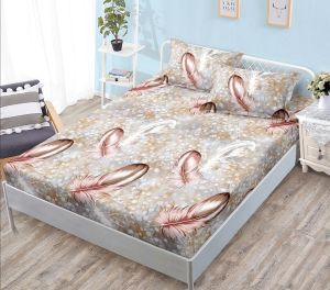 Чаршаф с ластик 160×200 см + 2 калъфки за възглавници – Поликотън