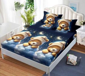 Чаршаф с ластик 160×200 см + 2 калъфки за възглавници – Поликотън