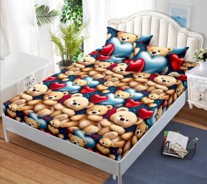 Чаршаф с ластик 160×200 см + 2 калъфки за възглавници – Поликотън