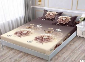 Чаршаф с ластик 160x200см + 2 калъфки за възглавници ,100% памук