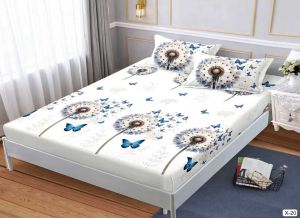 Чаршаф с ластик 160x200см + 2 калъфки за възглавници ,100% памук