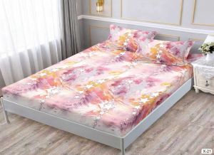 Чаршаф с ластик 160x200см + 2 калъфки за възглавници ,100% памук